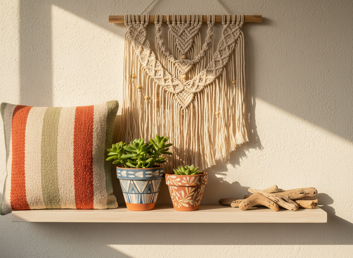 Home Décor category — handmade items decorating a cosy warm home